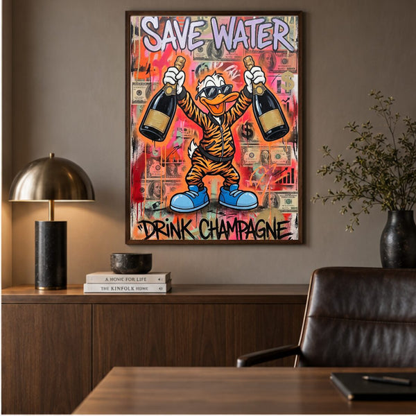 Save Water Drink Champagne Poster – Graffiti Pop Art Kunstdruck