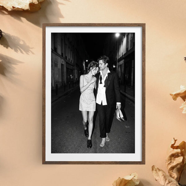 Paar Poster Paris Nacht – romantischer Schwarz Weiß Kunstdruck