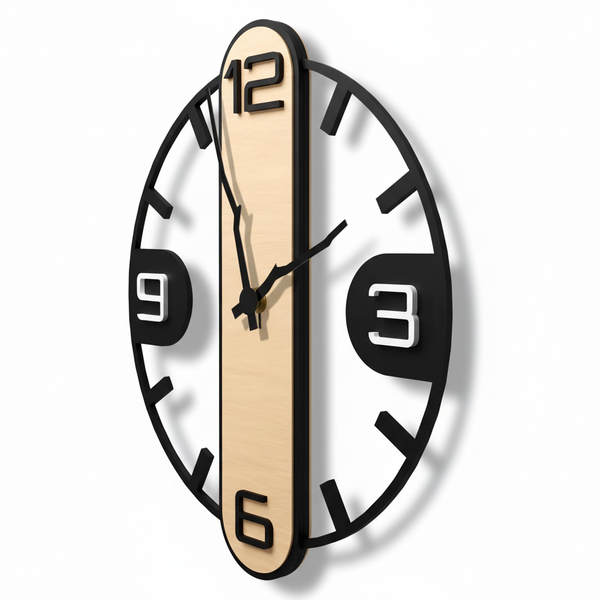 Zeitwerk Handgefertigte Wanduhr aus Echtholz