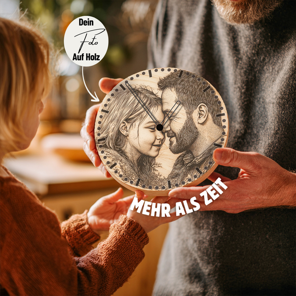 HerzZeit Die Foto Uhr aus Echtholz