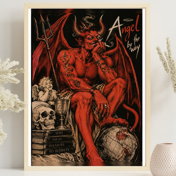 Angel By The Way – Dark Art Poster in Rot & Schwarz