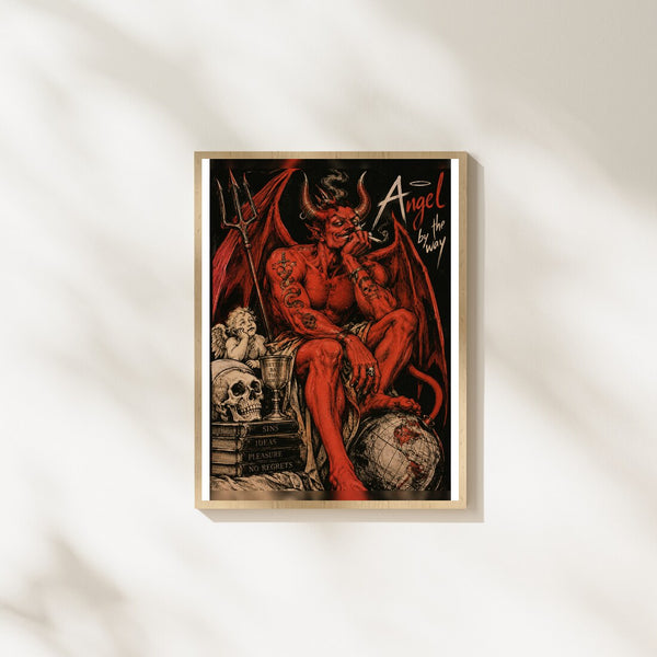 Angel By The Way – Dark Art Poster in Rot & Schwarz