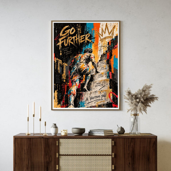 Go Further – Motivations Poster im Graffiti-Stil