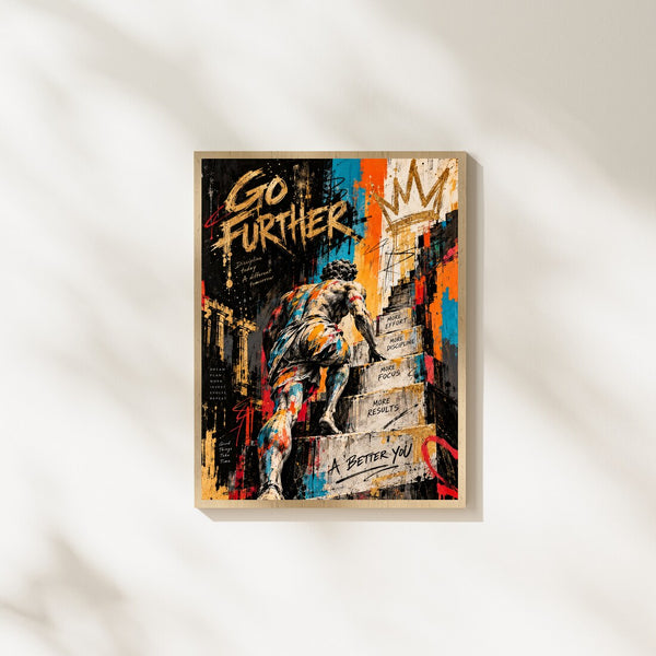 Go Further – Motivations Poster im Graffiti-Stil