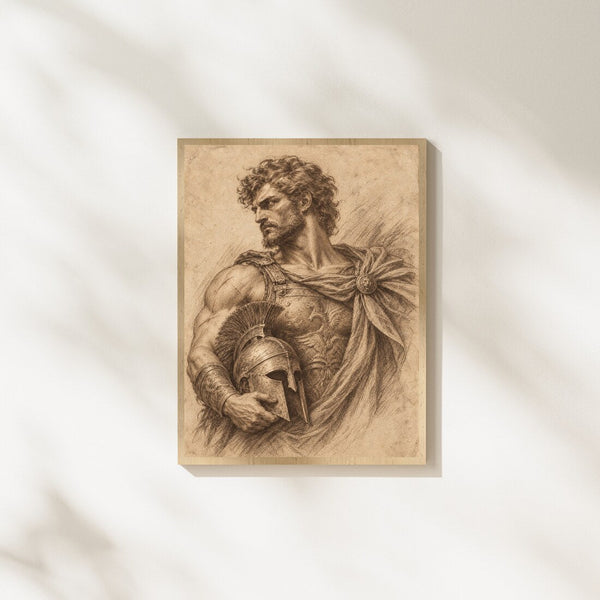 Der Krieger – Antikes Porträt Poster in Sepia