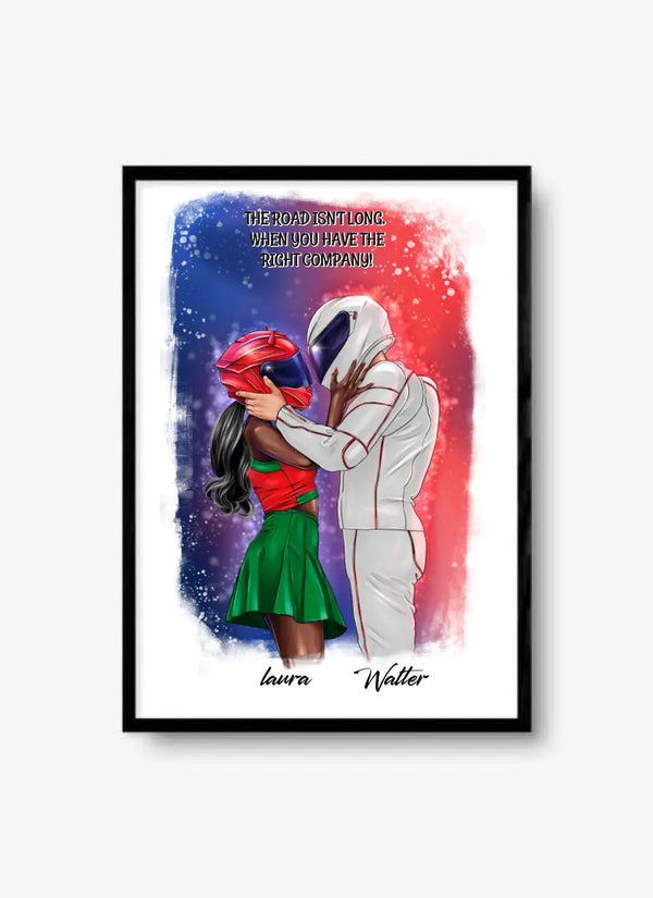 Biker Paar Clipart Pärchen Poster Personalisiert mit Namen - MyMagicMemory DE