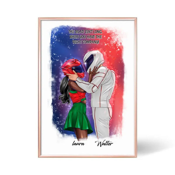 Biker Paar Clipart Pärchen Poster Personalisiert mit Namen - MyMagicMemory DE