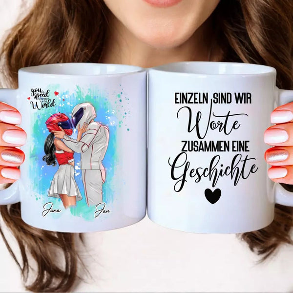 Biker Paar – Pärchen Clipart Tasse Personalisiert mit Namen - MyMagicMemory DE