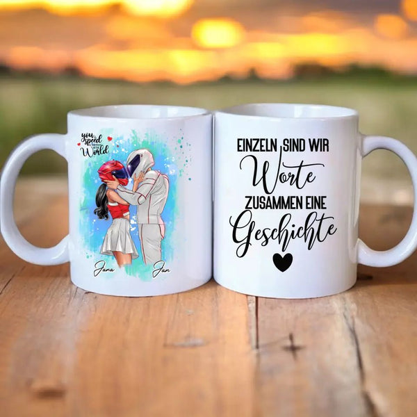 Biker Paar – Pärchen Clipart Tasse Personalisiert mit Namen - MyMagicMemory DE