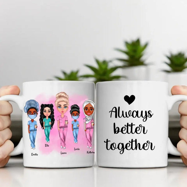 Cartoon Krankenschwester Clipart Tasse Personalisiert mit Namen 2 - 5 Personen - MyMagicMemory DE