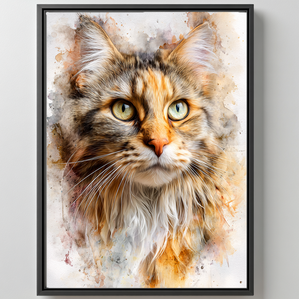 Personalisiertes Katzen Poster mit Foto – Aquarell, Clipart mit Name als besonderes Geschenk