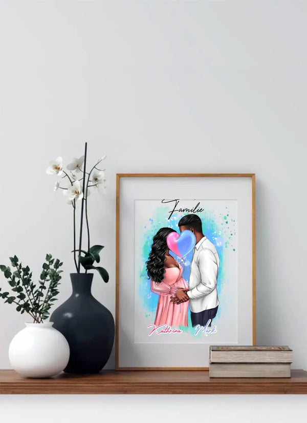 Eltern werden Poster - personalisiertes Clipart Poster mit Namen - MyMagicMemory DE