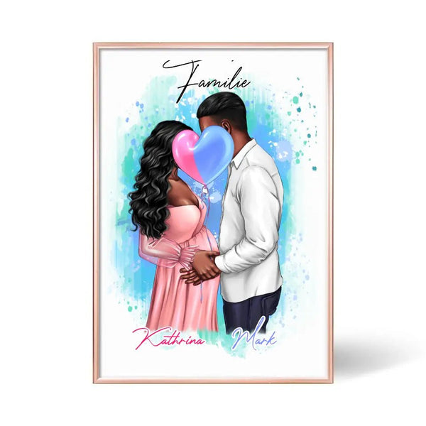 Eltern werden Poster - personalisiertes Clipart Poster mit Namen - MyMagicMemory DE