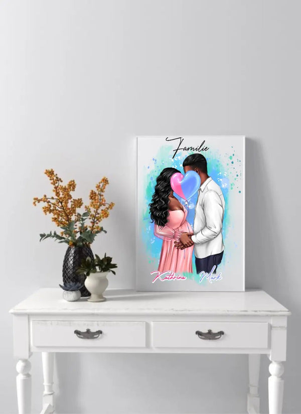 Eltern werden Poster - personalisiertes Clipart Poster mit Namen - MyMagicMemory DE