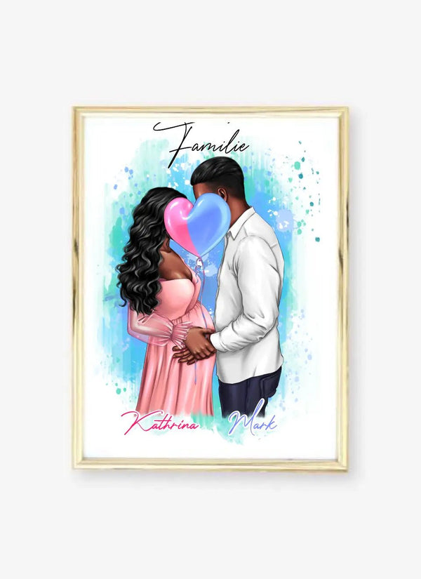 Eltern werden Poster - personalisiertes Clipart Poster mit Namen - MyMagicMemory DE