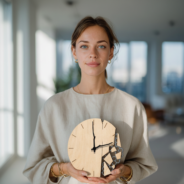 Alara Handgefertigte Wanduhr aus Echtholz