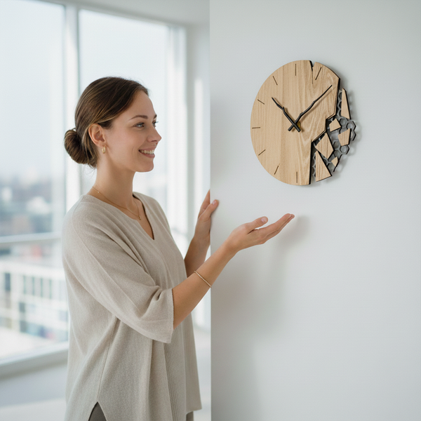 Alara Handgefertigte Wanduhr aus Echtholz