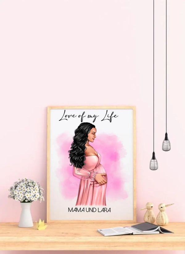 Mutter werden Poster - personalisiertes Poster Clipart Poster mit Namen/Datum - MyMagicMemory DE