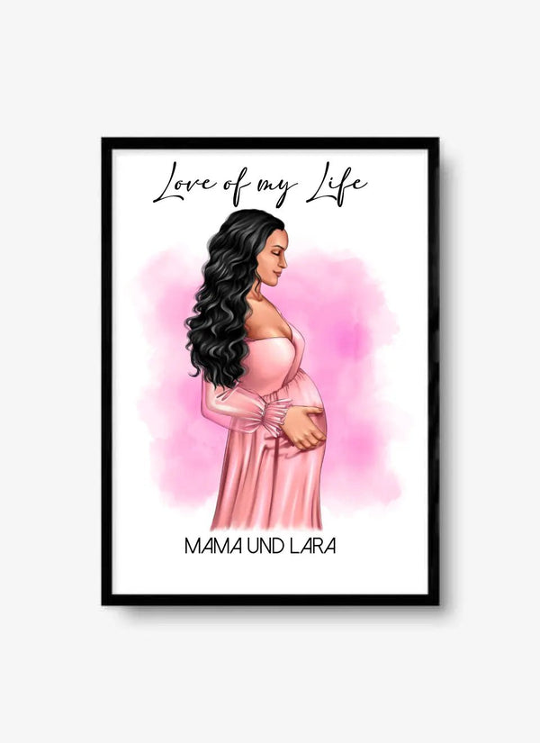 Mutter werden Poster - personalisiertes Poster Clipart Poster mit Namen/Datum - MyMagicMemory DE