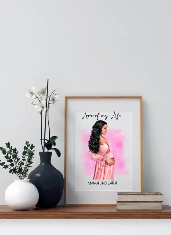 Mutter werden Poster - personalisiertes Poster Clipart Poster mit Namen/Datum - MyMagicMemory DE
