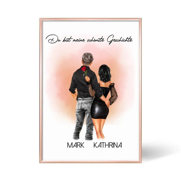 Pärchen Clipart Poster Personalisierbar mit Namen Paar Poster - MyMagicMemory DE