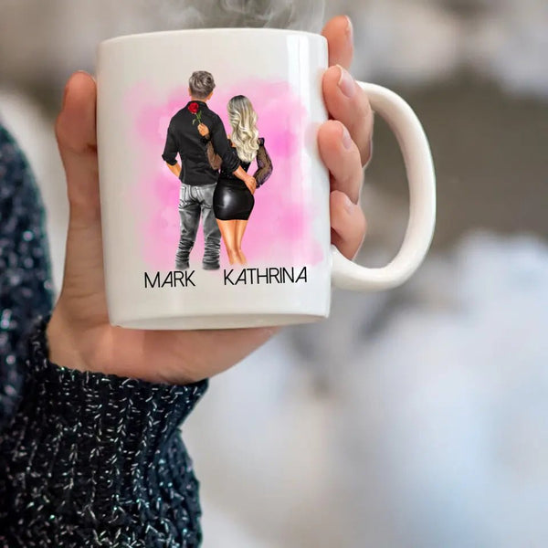 Pärchen Date Night Clipart Tasse Personalisiert mit Namen - MyMagicMemory DE