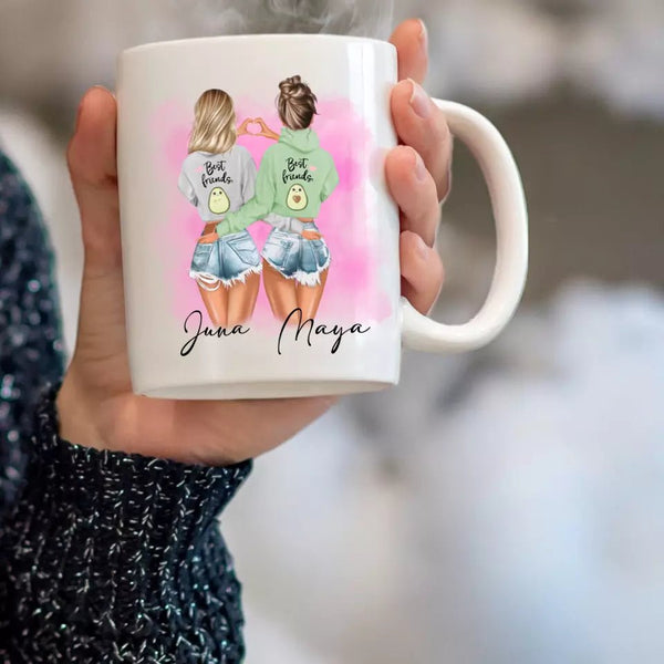 Personalisierte Beste Freundinnen Bestie Clipart Tasse Personalisiert mit Namen - MyMagicMemory DE