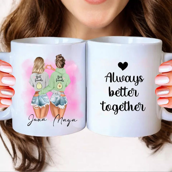 Personalisierte Beste Freundinnen Bestie Clipart Tasse Personalisiert mit Namen - MyMagicMemory DE