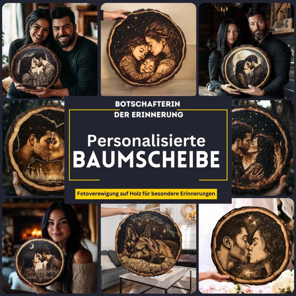 Personalisierte Katze Holz Kunstwerk mit Widmung auf einer Baumscheibe - Erinnerung - Andenken - Schild mit Gravur in 6 Größen - MyMagicMemory DE