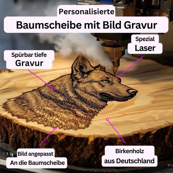 Personalisierte Katze Holz Kunstwerk mit Widmung auf einer Baumscheibe - Erinnerung - Andenken - Schild mit Gravur in 6 Größen - MyMagicMemory DE