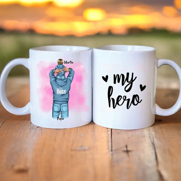 Personalisierte Papa mit Kind Clipart Tasse Personalisiert mit Namen - MyMagicMemory DE