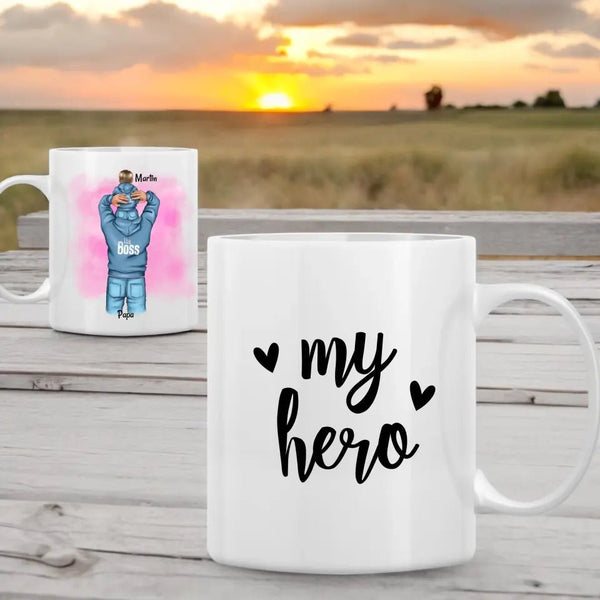 Personalisierte Papa mit Kind Clipart Tasse Personalisiert mit Namen - MyMagicMemory DE