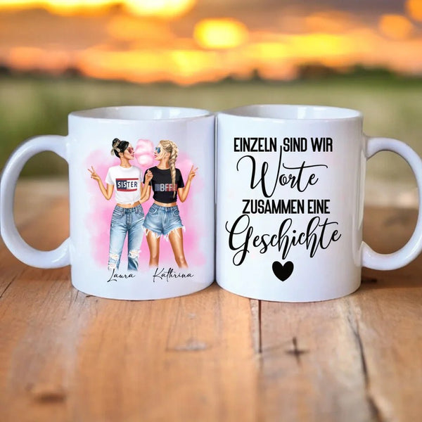 Personalisierte Tasse Zuckerwatte Beste Freundinnen - Clipart Tasse Personalisiert mit Namen - MyMagicMemory DE