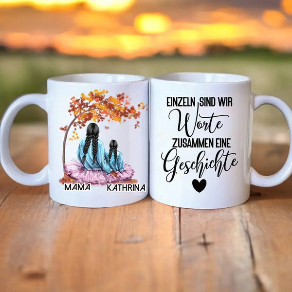 Personalisierte Tochter und Mama 4 Jahreszeiten Clipart Tasse Personalisiert mit Namen - MyMagicMemory DE