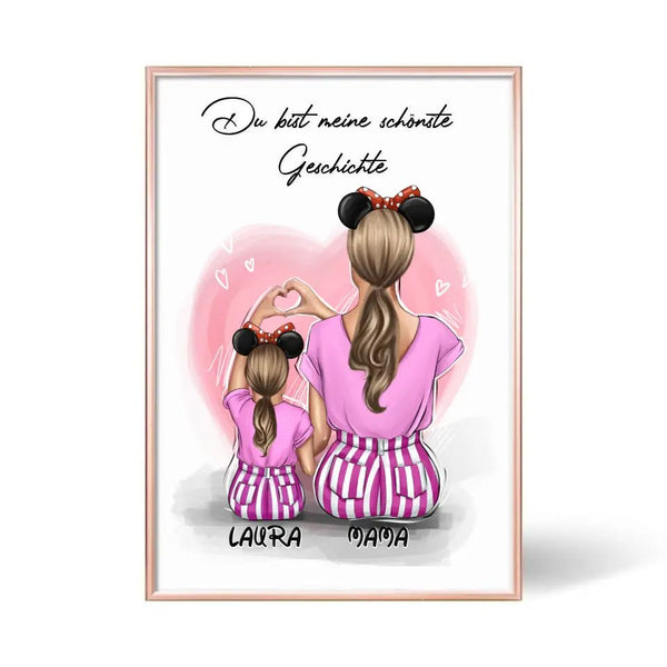 Personalisiertes Mutter und Tochter Clipart Poster Personalisiert mit Namen - MyMagicMemory DE