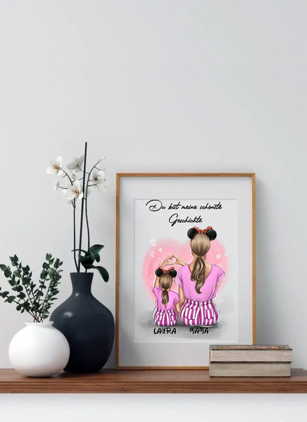 Personalisiertes Mutter und Tochter Clipart Poster Personalisiert mit Namen - MyMagicMemory DE