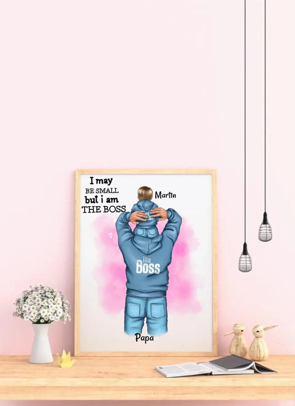 Personalisiertes Papa Kind Clipart Poster Junge, Mädchen Personalisierbar mit Namen - MyMagicMemory DE