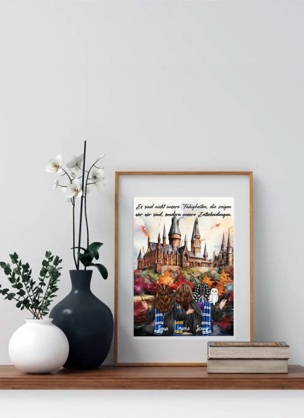 Personalisiertes Poster Zauberer Clipart Potter Freunde 2 - 3 Personen Personalisierbar - MyMagicMemory DE