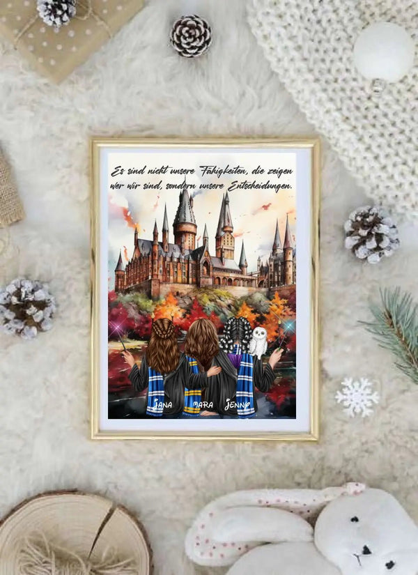 Personalisiertes Poster Zauberer Clipart Potter Freunde 2 - 3 Personen Personalisierbar - MyMagicMemory DE