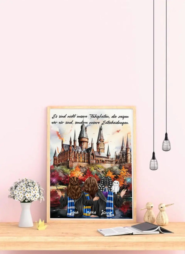 Personalisiertes Poster Zauberer Clipart Potter Freunde 2 - 3 Personen Personalisierbar - MyMagicMemory DE