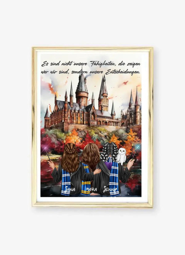 Personalisiertes Poster Zauberer Clipart Potter Freunde 2 - 3 Personen Personalisierbar - MyMagicMemory DE