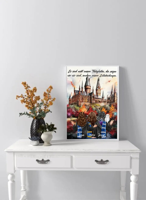Personalisiertes Poster Zauberer Clipart Potter Freunde 2 - 3 Personen Personalisierbar - MyMagicMemory DE