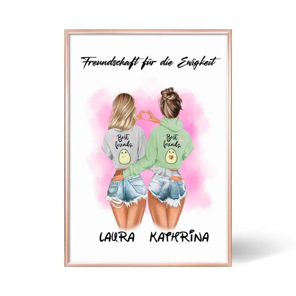 Personalisirtes Poster Beste Freundinnen Clipart - Freundin Poster Personalisiert mit Namen - MyMagicMemory DE