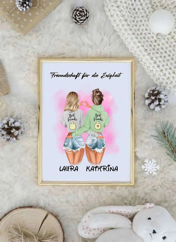 Personalisirtes Poster Beste Freundinnen Clipart - Freundin Poster Personalisiert mit Namen - MyMagicMemory DE