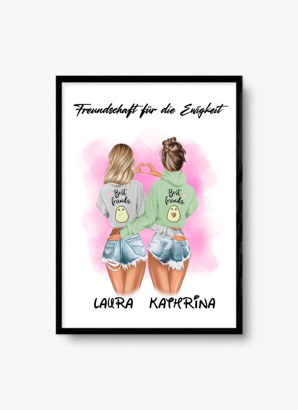 Personalisirtes Poster Beste Freundinnen Clipart - Freundin Poster Personalisiert mit Namen - MyMagicMemory DE