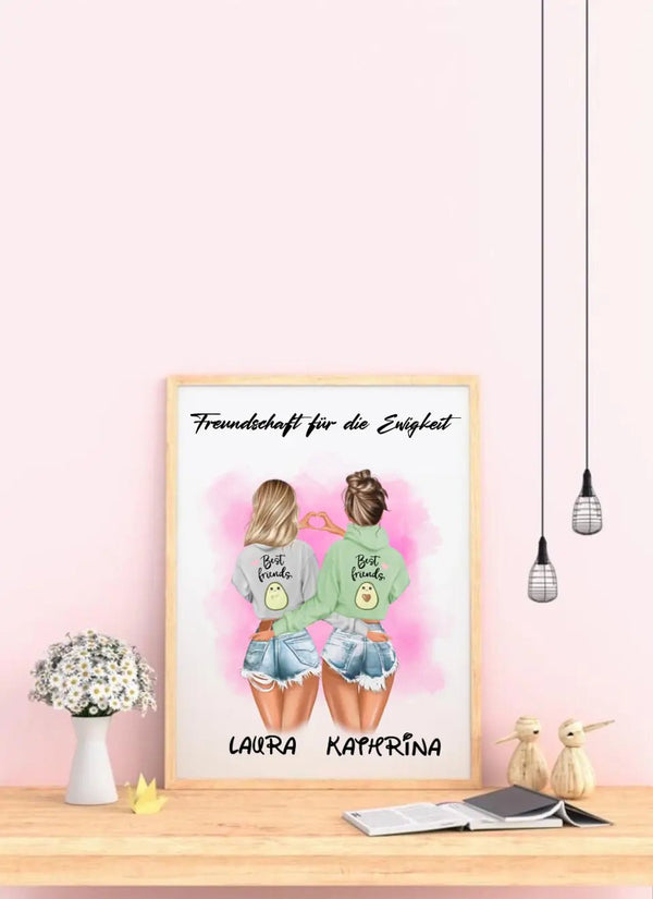 Personalisirtes Poster Beste Freundinnen Clipart - Freundin Poster Personalisiert mit Namen - MyMagicMemory DE