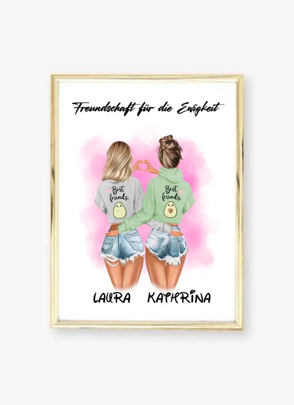 Personalisirtes Poster Beste Freundinnen Clipart - Freundin Poster Personalisiert mit Namen - MyMagicMemory DE