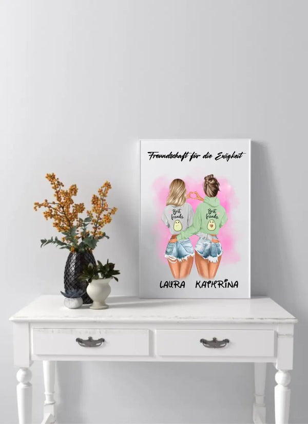 Personalisirtes Poster Beste Freundinnen Clipart - Freundin Poster Personalisiert mit Namen - MyMagicMemory DE