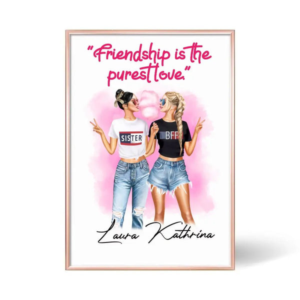 Personalisirtes Poster Cotton Candy Beste Freundinnen - 2 - 3 Personen Freundin Clipart Poster - MyMagicMemory DE