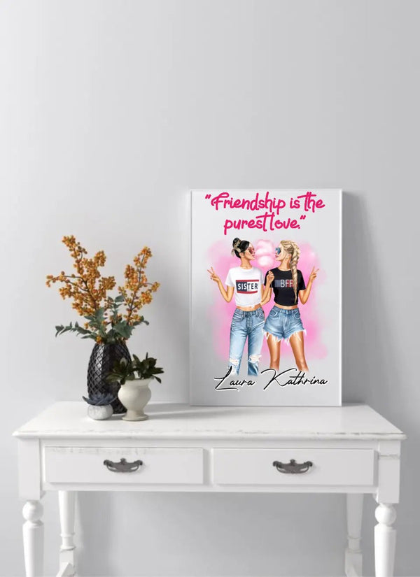 Personalisirtes Poster Cotton Candy Beste Freundinnen - 2 - 3 Personen Freundin Clipart Poster - MyMagicMemory DE